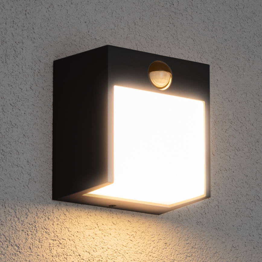 Brilagi - LED Buitenwandlamp met sensor TERNI LED/12W/230V zwart IP44