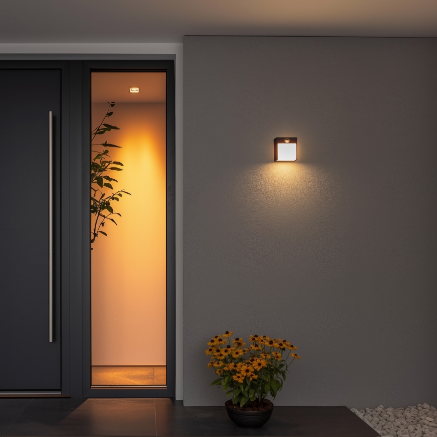 Brilagi - LED Buitenwandlamp met sensor TERNI LED/12W/230V zwart IP44