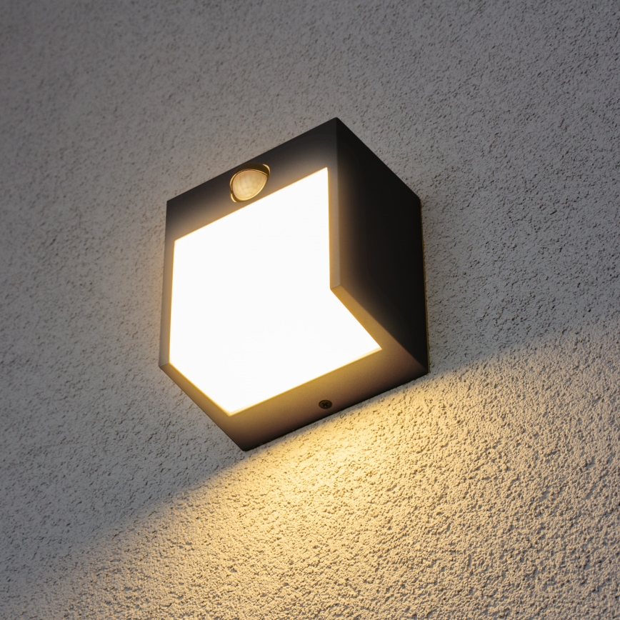 Brilagi - LED Buitenwandlamp met sensor TERNI LED/12W/230V zwart IP44