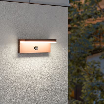 Brilagi - LED buitenwandlamp met bewegingssensor TESSI LED/10W/230V bruin IP54