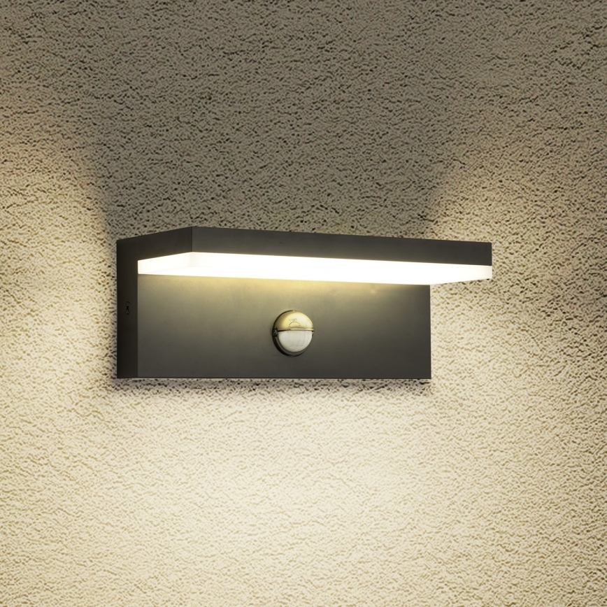 Brilagi - LED buitenwandlamp met sensor TESSI LED/10W/230V zwart IP54