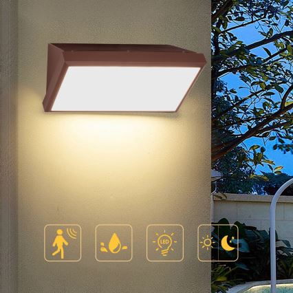 Brilagi - LED buitenmuurlamp met sensor TRIANGLE LED/20W/230V bruin IP65