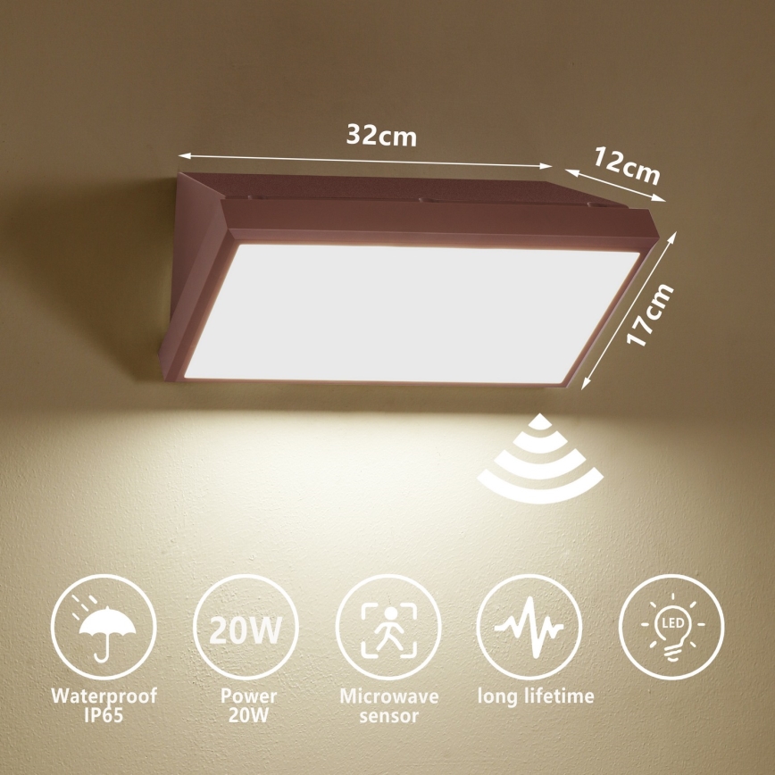 Brilagi - LED buitenmuurlamp met sensor TRIANGLE LED/20W/230V bruin IP65