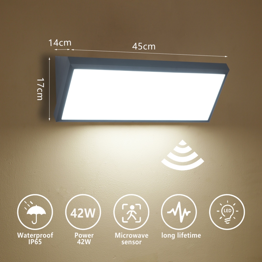 Brilagi - LED buitenwandlamp met sensor TRIANGLE LED/42W/230V 45 cm antraciet IP65