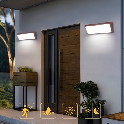 Brilagi - LED buitenwandlamp met sensor TRIANGLE LED/42W/230V bruin IP65