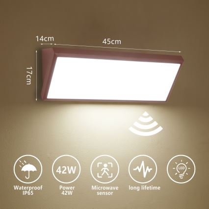 Brilagi - LED buitenwandlamp met sensor TRIANGLE LED/42W/230V bruin IP65