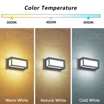 Brilagi - LED buitenwandlamp PARKER LED/12W/230V 3000/4500/6000K grijs IP44