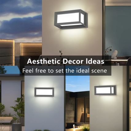 Brilagi - LED buitenwandlamp PARKER LED/12W/230V 3000/4500/6000K grijs IP44