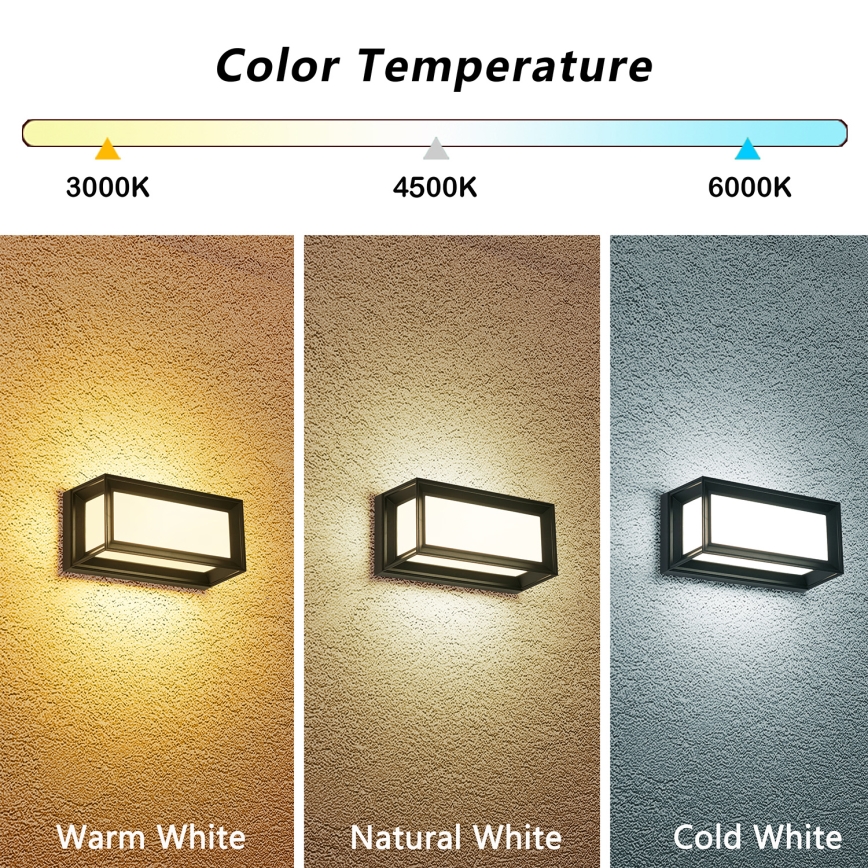 Brilagi - LED buitenmuurlamp PARKER LED/12W/230V 3000/4500/6000K zwart IP44