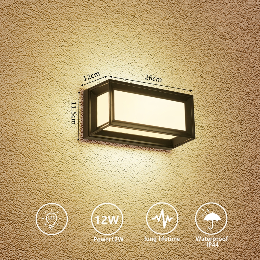 Brilagi - LED buitenmuurlamp PARKER LED/12W/230V 3000/4500/6000K zwart IP44