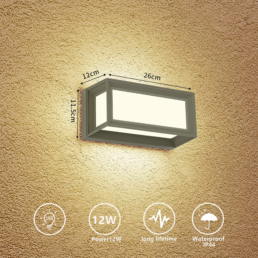 Brilagi - LED buitenwandlamp PARKER LED/12W/230V grijs IP44