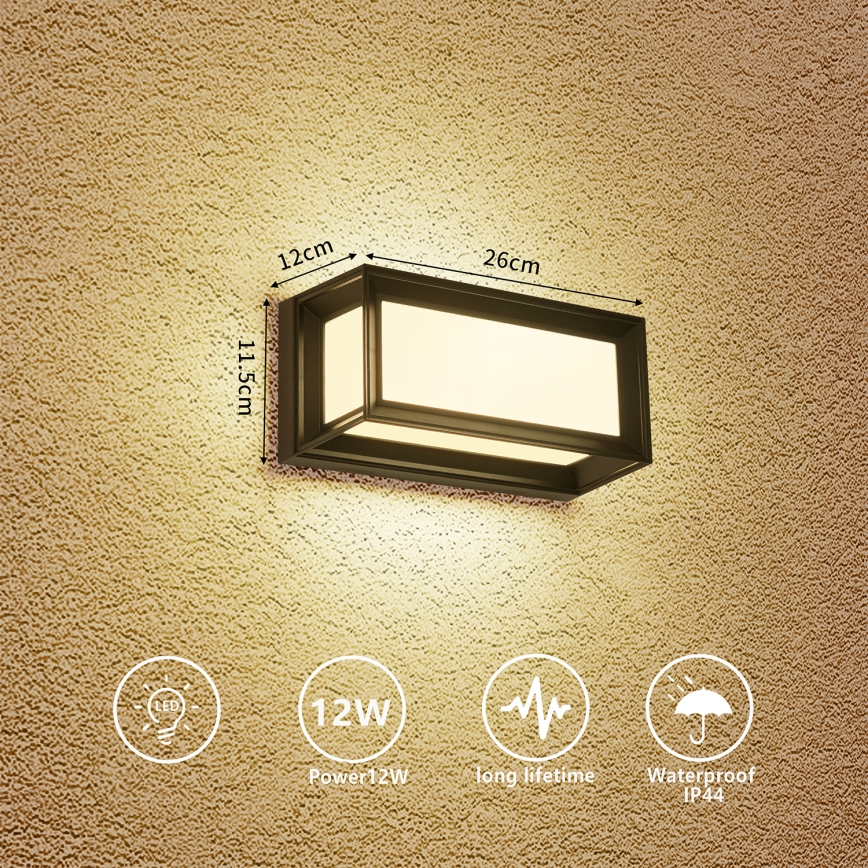 Brilagi - LED buitenwandlamp PARKER LED/12W/230V zwart IP44