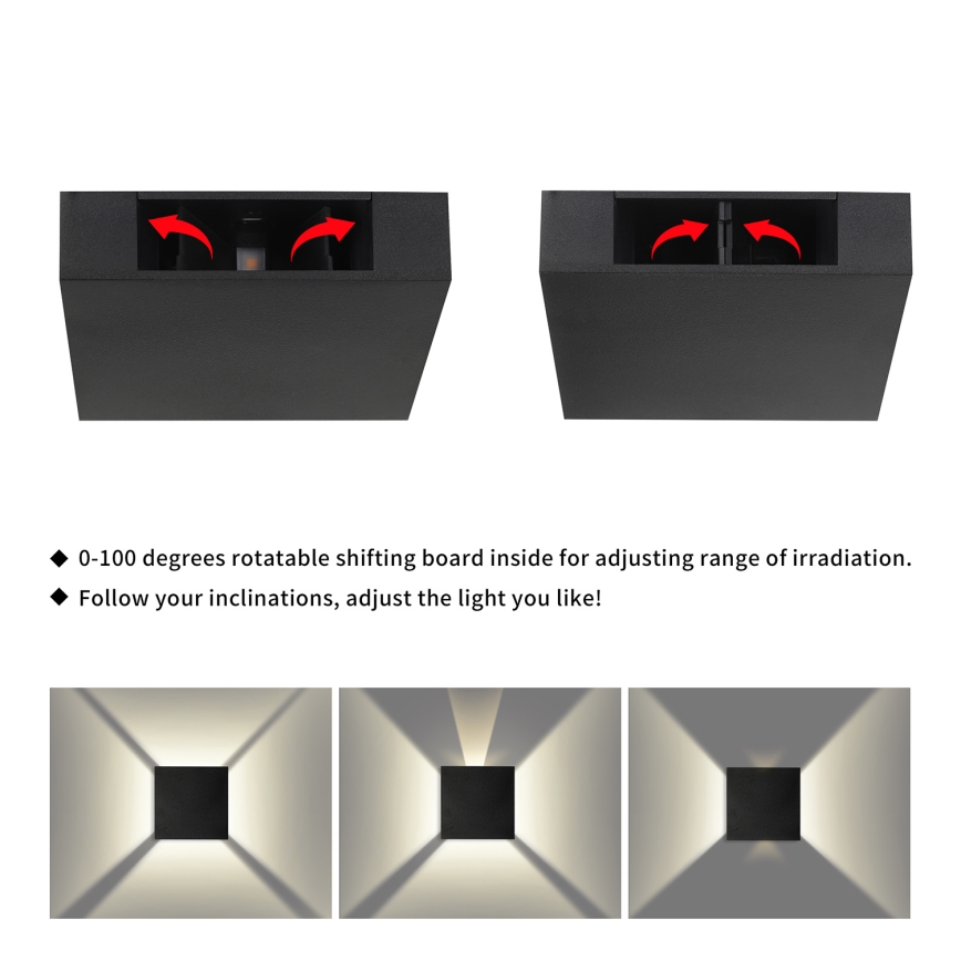 Brilagi - LED buitenwandlamp QUADRAY LED/4W/230V zwart IP65