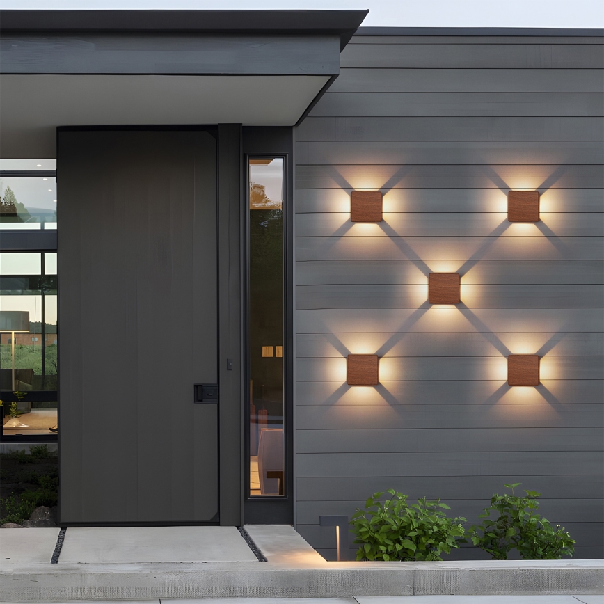 Brilagi - LED buitenwandlamp QUADRAY LED/6W/230V houtlook IP54