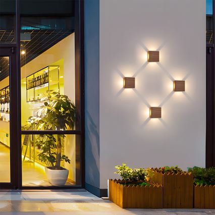 Brilagi - LED buitenwandlamp QUADRAY LED/6W/230V houtlook IP54