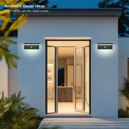 Brilagi - LED buitenwandlamp met sensor TESSI LED/10W/230V zwart IP54