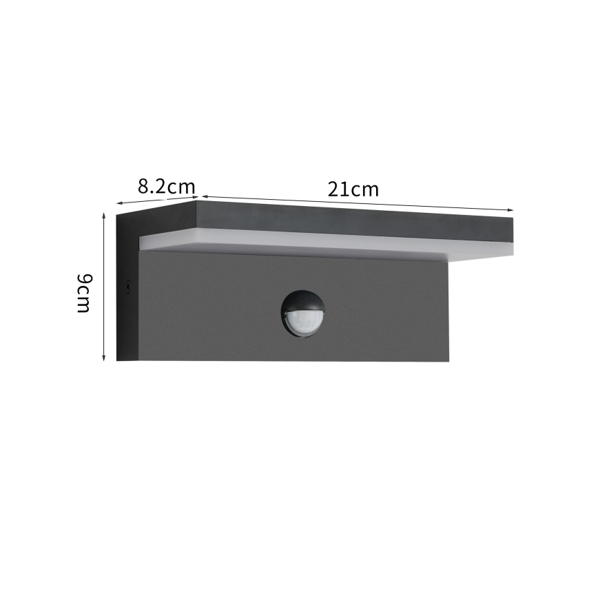 Brilagi - LED buitenwandlamp met sensor TESSI LED/10W/230V zwart IP54