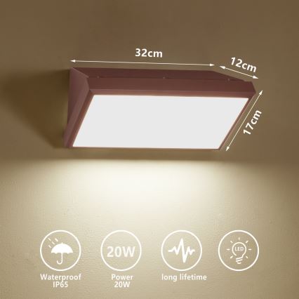 Brilagi - LED buitenwandlamp TRIANGLE LED/20W/230V 3000/4000/6500K bruin IP65