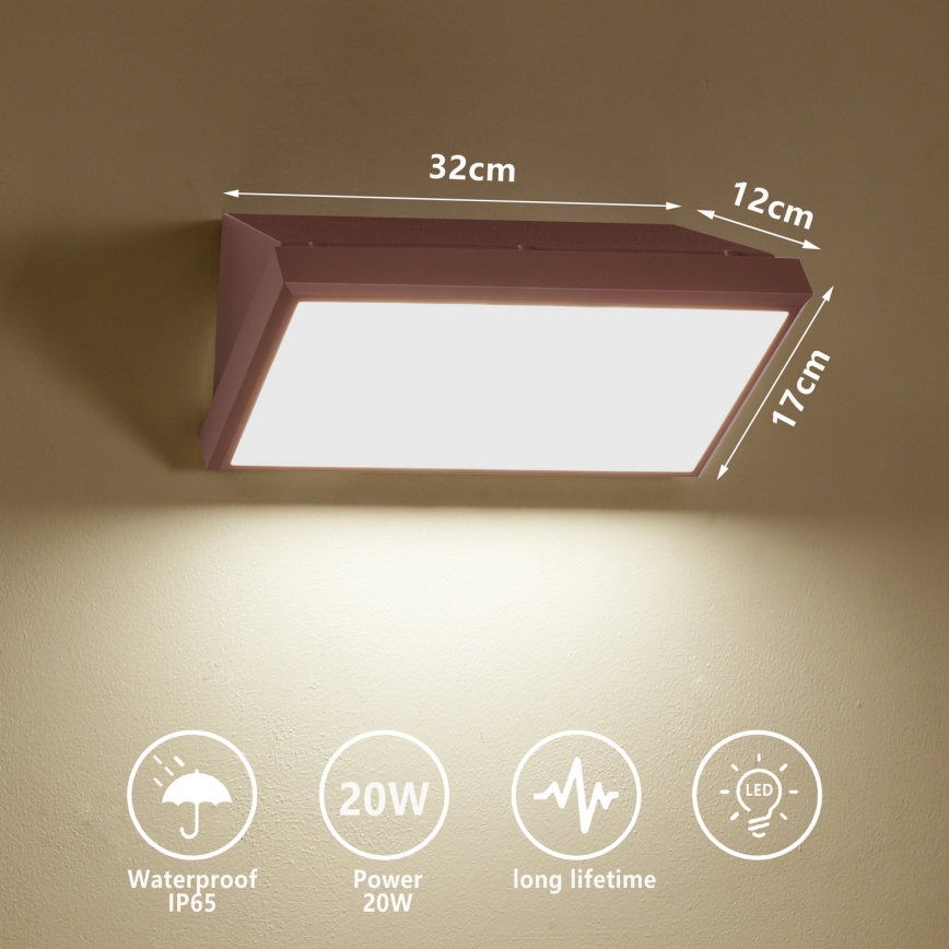 Brilagi - LED buitenwandlamp TRIANGLE LED/20W/230V 3000/4000/6500K bruin IP65