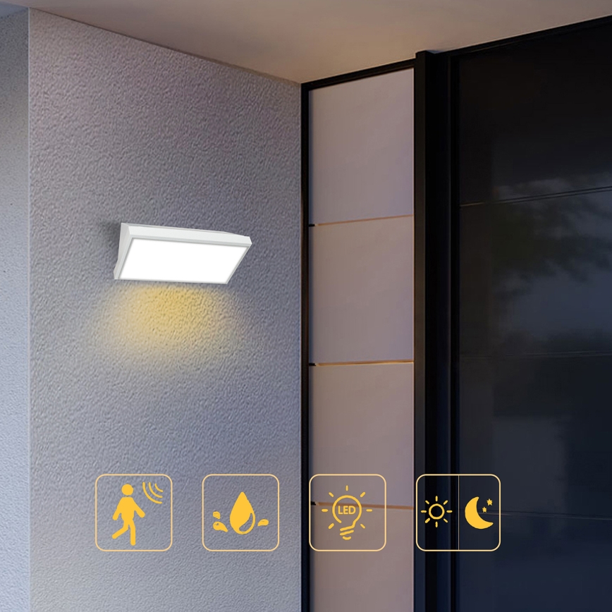 Brilagi - LED buitenwandlamp met sensor TRIANGLE LED/20W/230V wit IP65