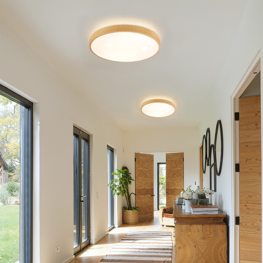 Brilagi - Dimbare LED-plafondlamp GLASS POOL DOUBLE LED/48W/230V 3000-6000K 40 cm houtdecor + afstandsbediening