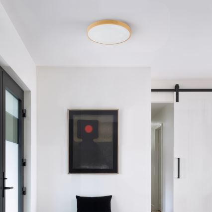 Brilagi - Dimbare LED-plafondlamp GLASS POOL DOUBLE LED/48W/230V 3000-6000K 40 cm houtdecor + afstandsbediening