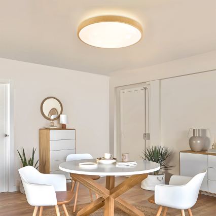 Brilagi - Dimbare LED-plafondlamp GLASS POOL DOUBLE LED/60W/230V 3000-6000K 50 cm houtdecor + afstandsbediening