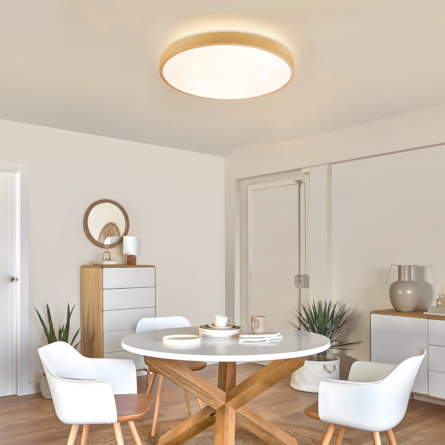 Brilagi - Dimbare LED-plafondlamp GLASS POOL DOUBLE LED/60W/230V 3000-6000K 50 cm houtdecor + afstandsbediening