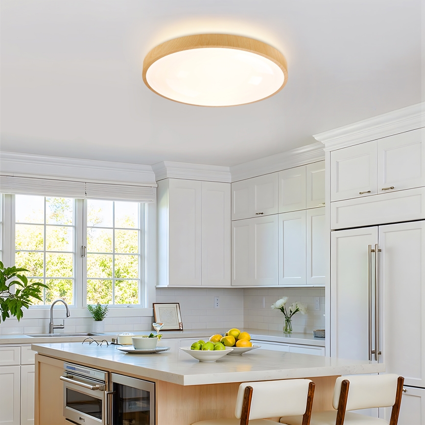 Brilagi - Dimbare LED-plafondlamp GLASS POOL DOUBLE LED/60W/230V 3000-6000K 50 cm houtdecor + afstandsbediening