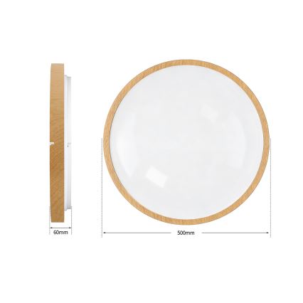 Brilagi - Dimbare LED-plafondlamp GLASS POOL DOUBLE LED/60W/230V 3000-6000K 50 cm houtdecor + afstandsbediening