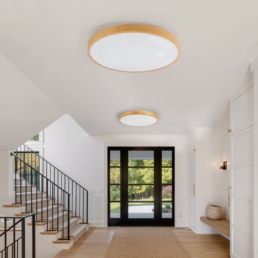 Brilagi - Dimbare LED plafondlamp GLASS POOL DOUBLE LED/80W/230V 3000-6000K 60 cm houtdecor + afstandsbediening