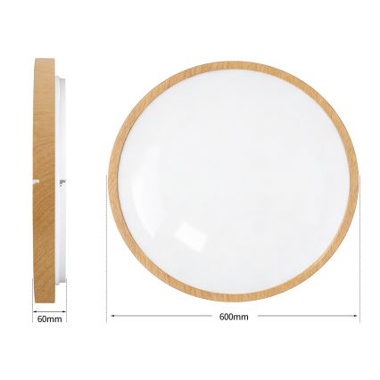 Brilagi - Dimbare LED plafondlamp GLASS POOL DOUBLE LED/80W/230V 3000-6000K 60 cm houtdecor + afstandsbediening