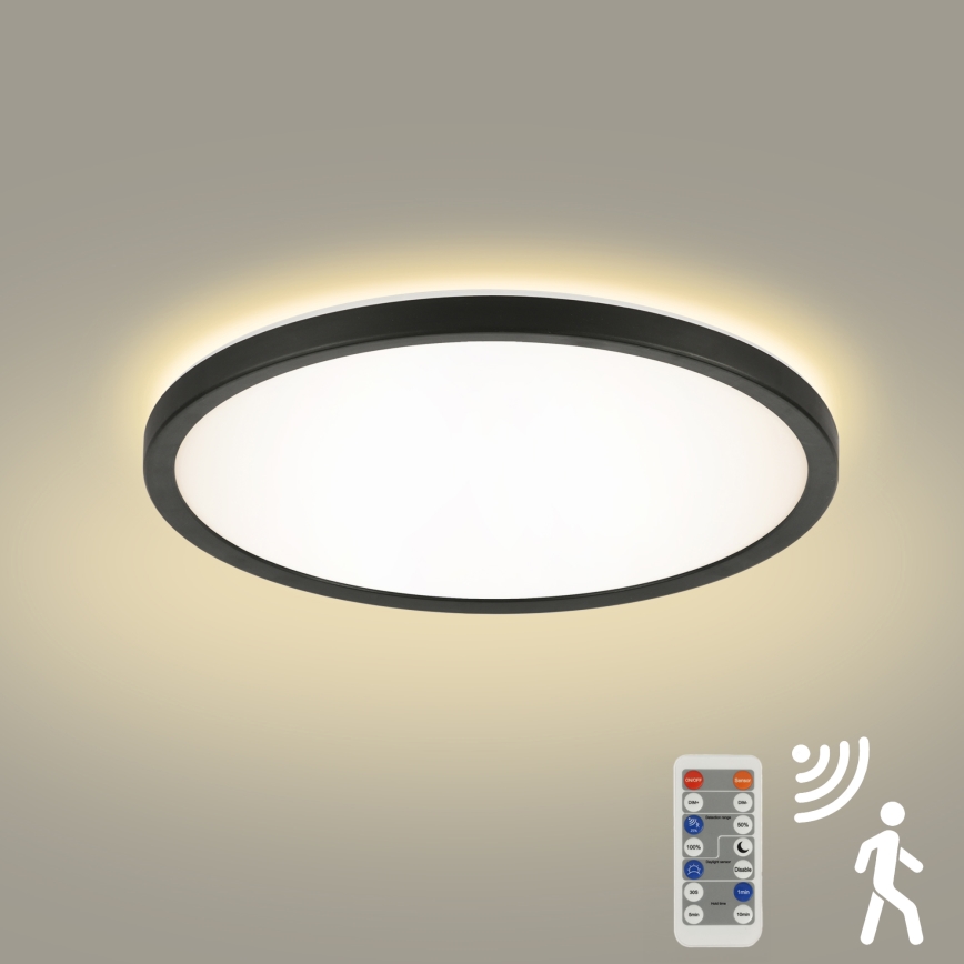 Brilagi - LED dimbaar armatuur met bewegings- en schemersensor ULTRA SLIM LED/24W/230V Ø 42 cm + afstandsbediening