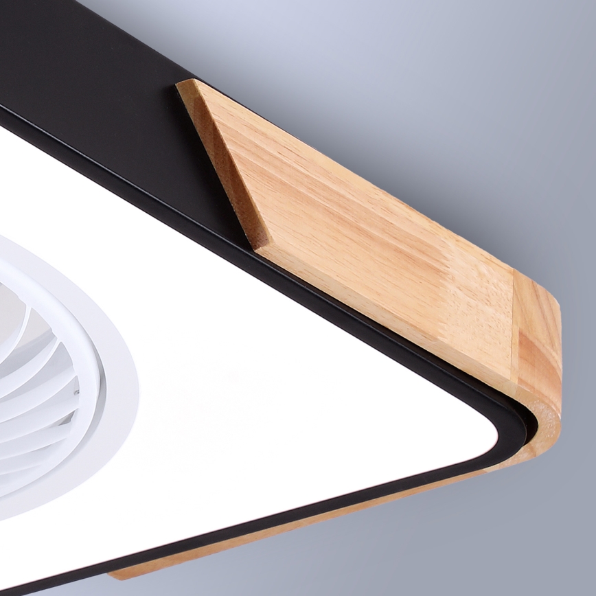 Brilagi - LED dimbare plafondlamp met ventilator LED/30W/230V 3000-6500K zwart/eik + afstandsbediening