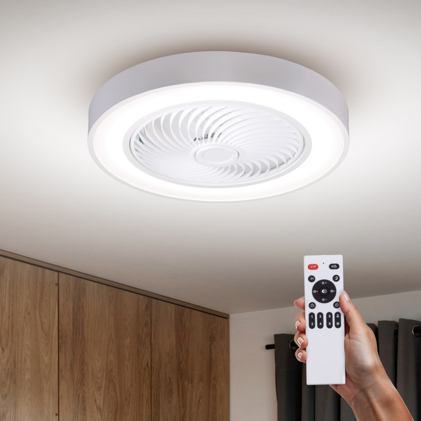 Brilagi - Dimbare LED-plafondlamp met ventilator, 30W, 230V, 3000–6500K, Ø 50 cm, wit + afstandsbediening