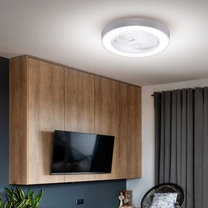 Brilagi - Dimbare LED-plafondlamp met ventilator, 30W, 230V, 3000–6500K, Ø 50 cm, wit + afstandsbediening
