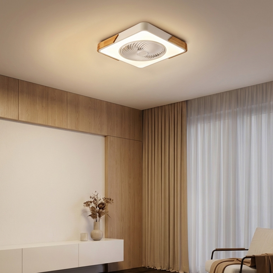 Brilagi - LED dimbaar plafondlamp met ventilator LED/30W/230V 3000-6500K wit/eik + afstandsbediening