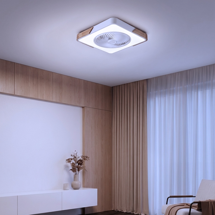 Brilagi - LED dimbaar plafondlamp met ventilator LED/30W/230V 3000-6500K wit/eik + afstandsbediening