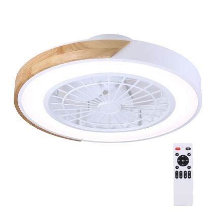 Brilagi - Dimbare LED-plafondlamp met ventilator LED/30W/230V 3000-6500K Ø 50 cm wit/eiken + afstandsbediening