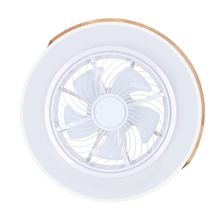 Brilagi - Dimbare LED-plafondlamp met ventilator LED/30W/230V 3000-6500K Ø 50 cm wit/eiken + afstandsbediening