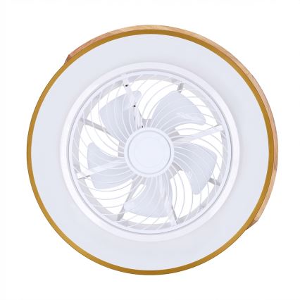 Brilagi - Dimbare LED-plafondlamp met geïntegreerde ventilator, 38 W, 230 V, 3000–6500 K, Ø 50 cm, goud/eiken + afstandsbediening