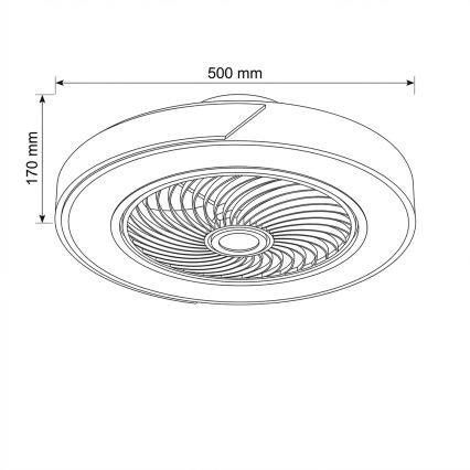 Brilagi - Dimbare LED-plafondlamp met geïntegreerde ventilator, 38 W, 230 V, 3000–6500 K, Ø 50 cm, goud/eiken + afstandsbediening