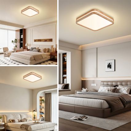 Brilagi - Dimbare LED-plafonnière MOLINA SQUARE LED/48W/230V 3000-6000K eiken 40x40 cm + afstandsbediening