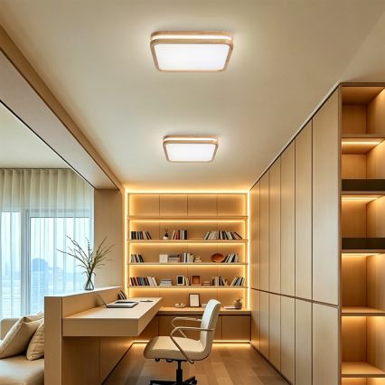 Brilagi - Dimbare LED-plafonnière MOLINA SQUARE LED/48W/230V 3000-6000K eiken 40x40 cm + afstandsbediening