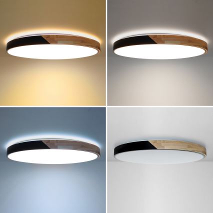 Brilagi - LED-dimbare plafondlamp PILANA LED/72W/230V 3000-6500K eik/zwart Ø 80 cm + afstandsbediening