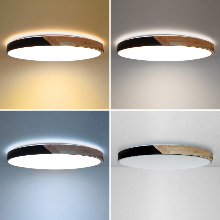 Brilagi - LED-dimbare plafondlamp PILANA LED/72W/230V 3000-6500K eik/zwart Ø 80 cm + afstandsbediening