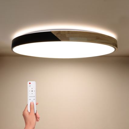 Brilagi - LED-dimbare plafondlamp PILANA LED/72W/230V 3000-6500K eik/zwart Ø 80 cm + afstandsbediening