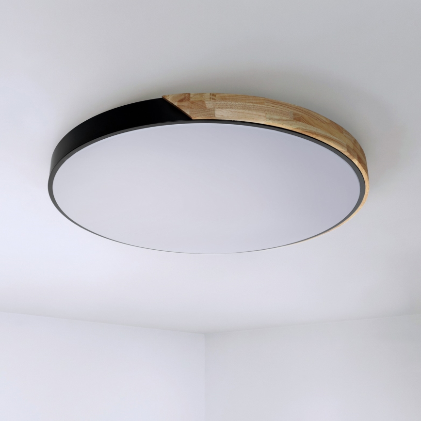 Brilagi - LED-dimbare plafondlamp PILANA LED/72W/230V 3000-6500K eik/zwart Ø 80 cm + afstandsbediening