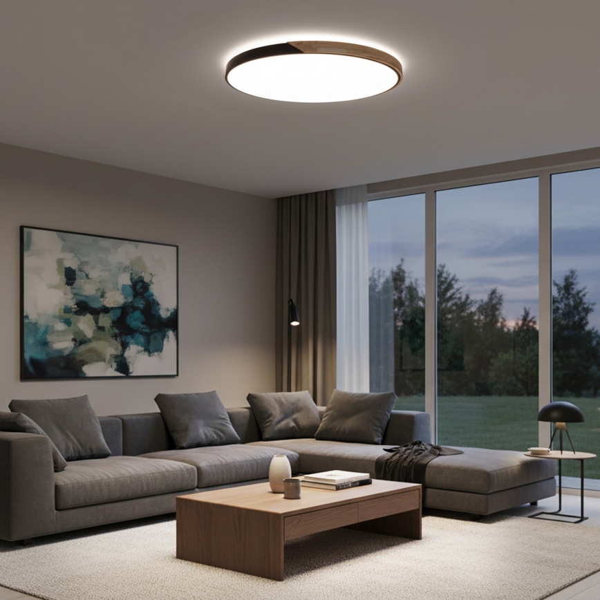 Brilagi - LED-dimbare plafondlamp PILANA LED/72W/230V 3000-6500K eik/zwart Ø 80 cm + afstandsbediening