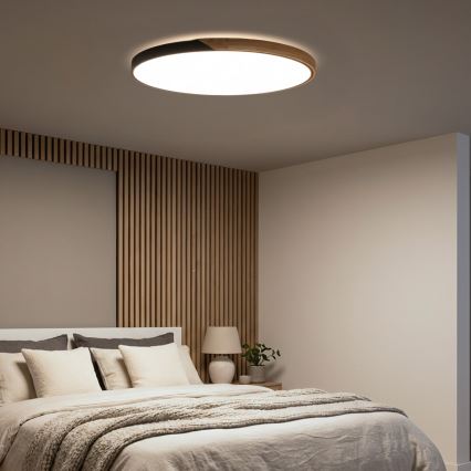 Brilagi - LED-dimbare plafondlamp PILANA LED/72W/230V 3000-6500K eik/zwart Ø 80 cm + afstandsbediening